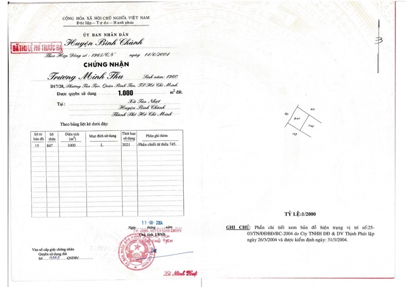 ĐẤT LÚA 1.000m2, TÂN NHỰT, H.BÌNH CHÁNH